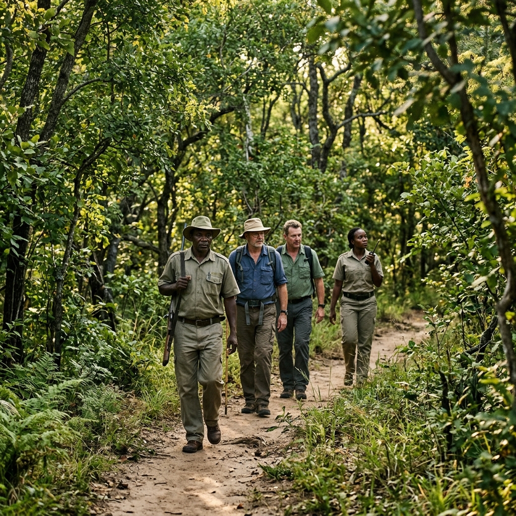 Guests on a guided walking safari
